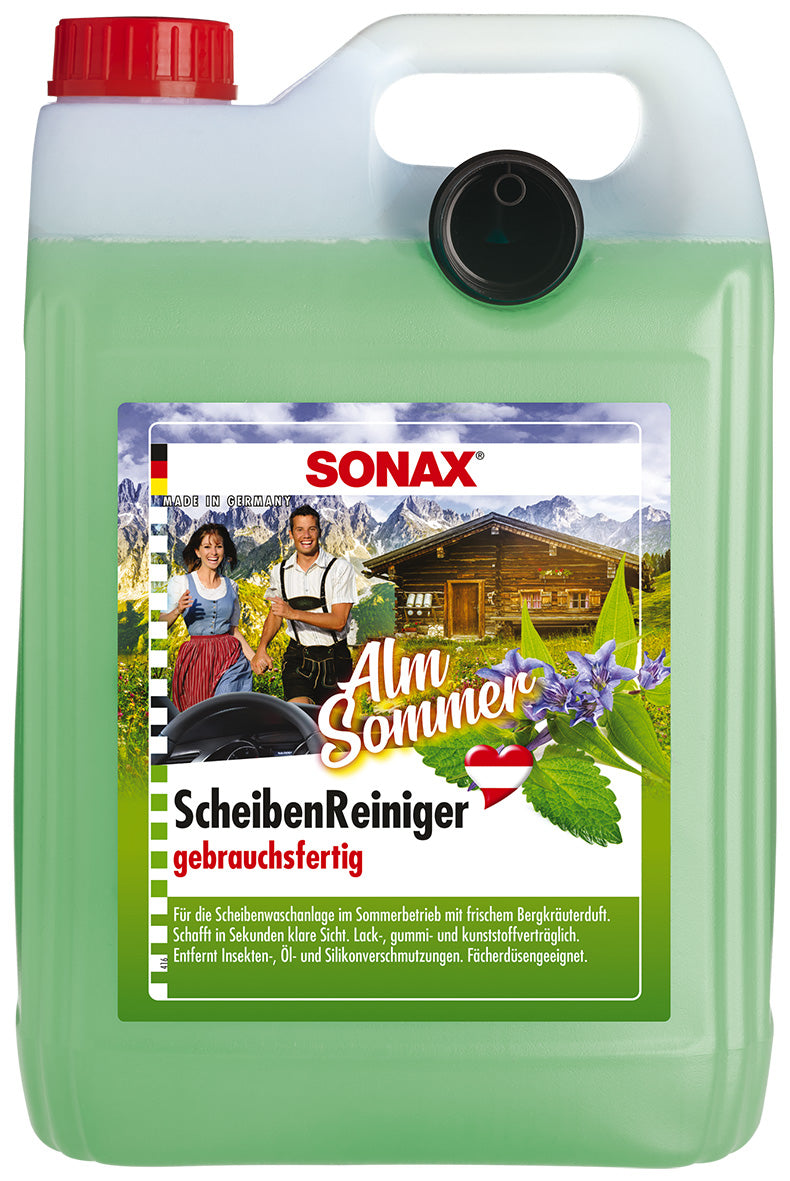 SONAX ALM SOMMER Bergkräuterduft ScheibenReiniger Sommer gebrauchsfertig 5L PE-Kanister+Ausgießer