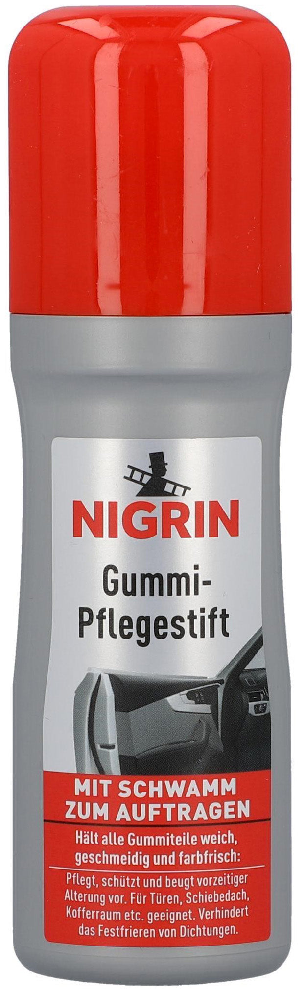 NIGRIN Gummi-Pflege Stift mit Schwamm zum Auftragen 75ml
