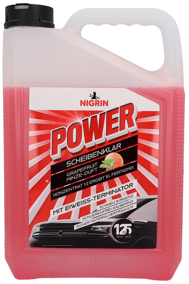NIGRIN POWER Scheibenklar Konzentrat 1:2 mit Eiweis-Terminator Grapefruit Minze-Duft 3L