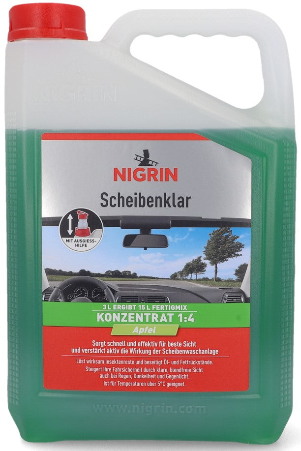 Nigrin Scheibenklar Apfel Duft Konzentrat 1:4 (ergibt 15l) 3l Kanister mit Ausgiesshilfe
