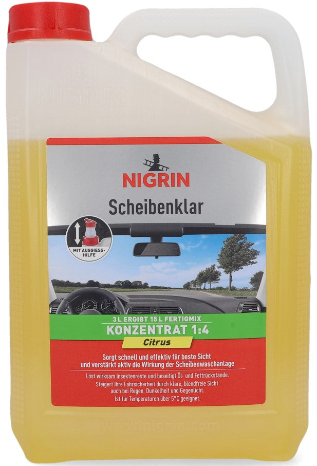 Nigrin Scheibenklar Citrus Duft Konzentrat 1:4 (ergibt 15l) 3l Kanister mit Ausgiesshilfe