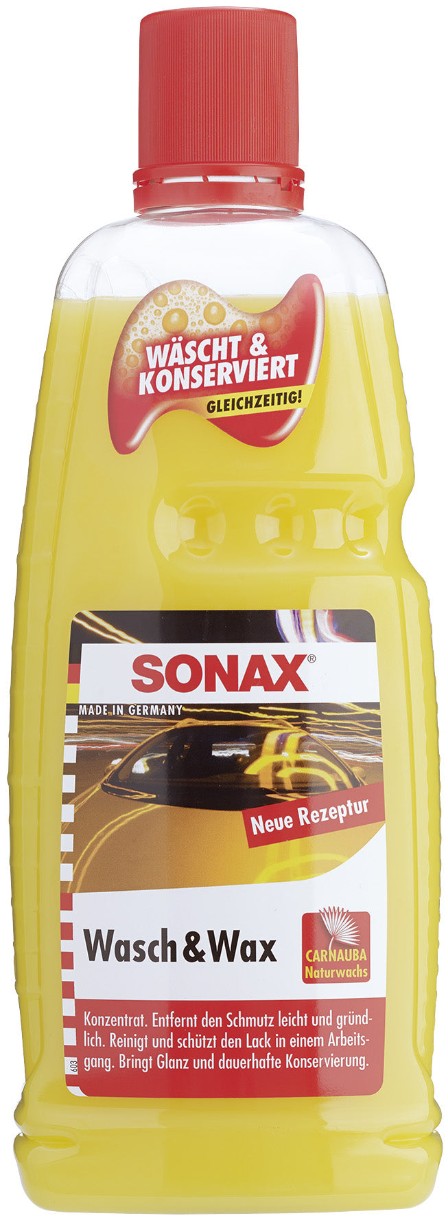 Sonax Wasch + Wax (Carnauba-Wachs) 1l PET-Flasche