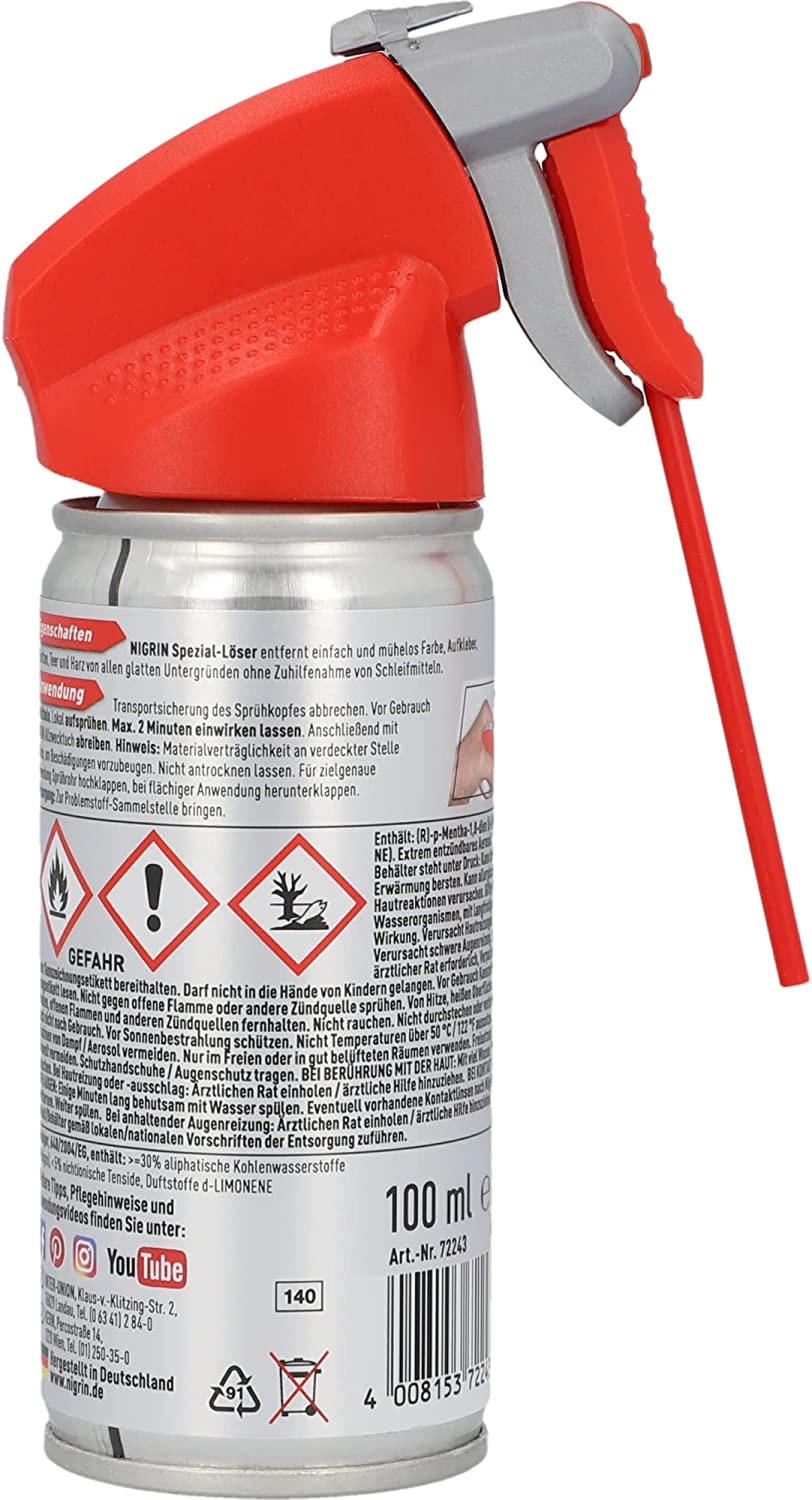 Nigrin Spezial-Löser in 100ml Sprühdose mit integriertem Präzisions-Sprühkopf