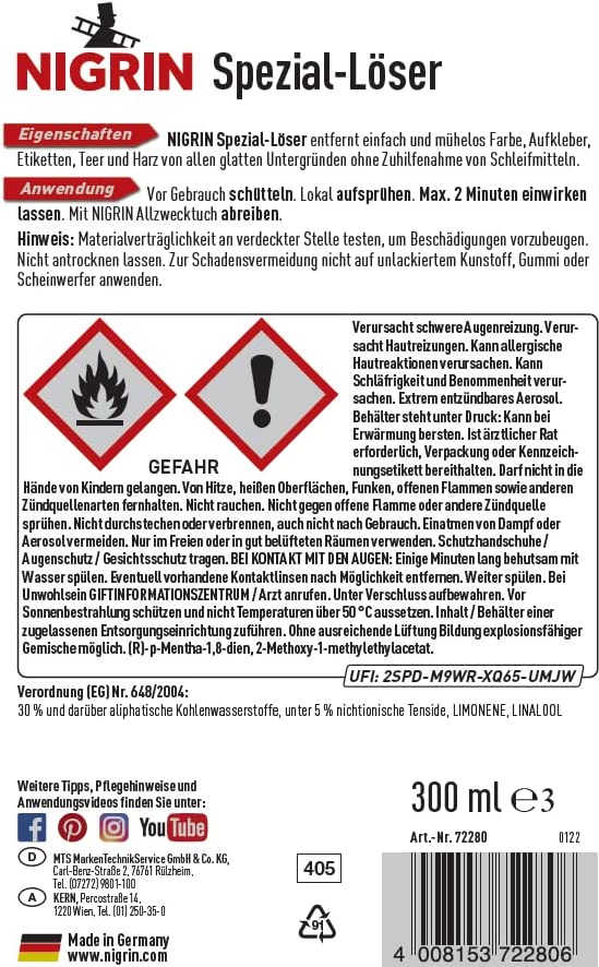 Nigrin Spezial-Löser in 300ml Sprühdose