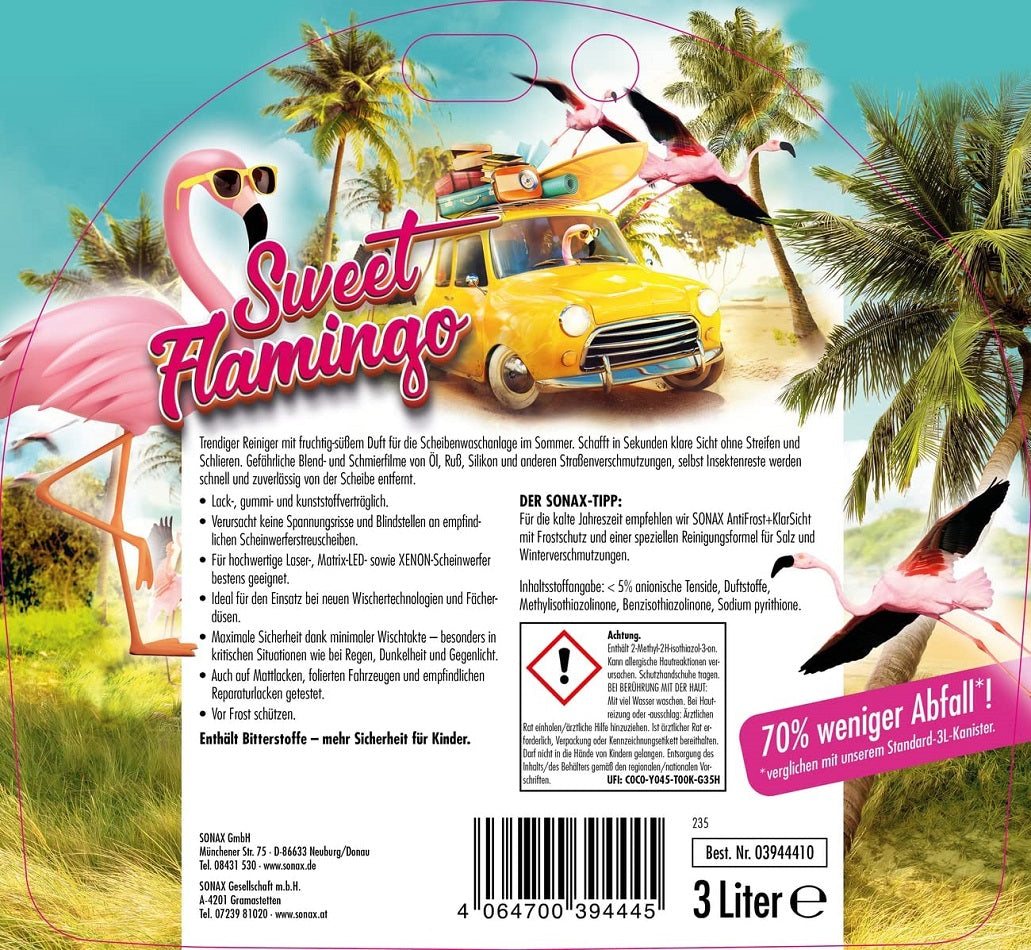 Sonax ScheibenReiniger gebrauchsfertig Sweet Flamingo 3L Standbodenbeutel
