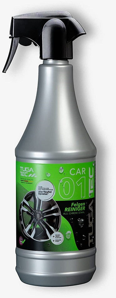 Tuga Tec Felgenreiniger Car 01 für Alu, Chrom und Stahl Säurefrei mit Wirkindikator 1000ml Sprühflasche