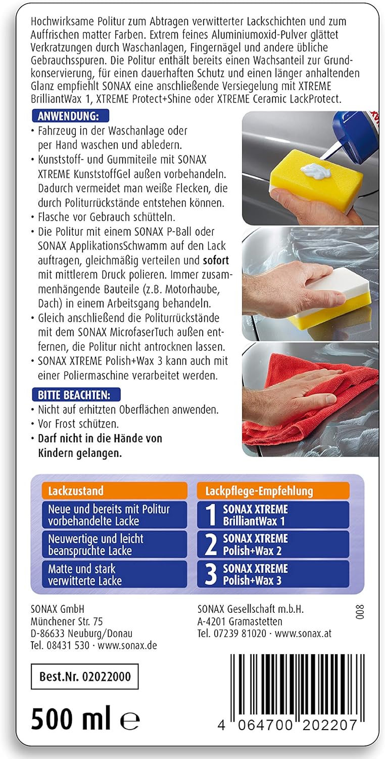 Sonax Xtreme Polish & Wax 2 Hybrid / 3 Hybrid NetProtection Technologie, 500ml