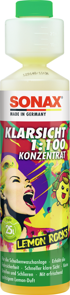 Sonax KlarSicht Konzentrat 1:100 Lemon Rocks in 250ml PET-Dosierflasche