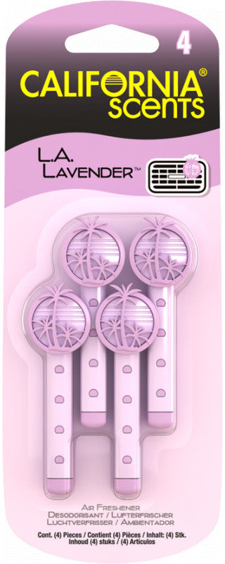 California Scents Lavender Sticks Lufterfrischer Clips mit Lavendel Duft auf 4er Blisterkarte