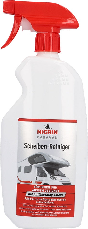 Nigrin CARAVAN Scheiben-Reiniger 750ml Sprühflasche reinigt Acryl- & Glasscheiben (Innen & Außen) streifen- & schlierenfrei mit Antibeschlageffekt