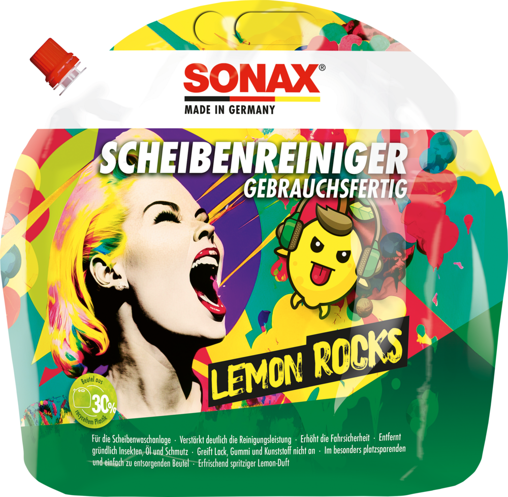 Sonax ScheibenReiniger gebrauchsfertig Lemon Rocks 3l Standbeutel