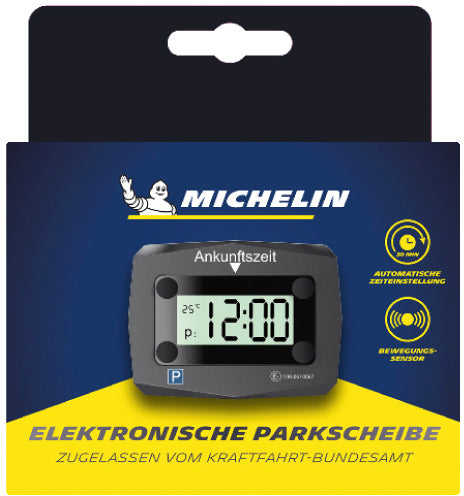 MICHELIN Elektronische Parkscheibe ca. 9,5 x 7,4 x 2,4cm inkl. CR2450 Batterie & inkl. Montagematerial