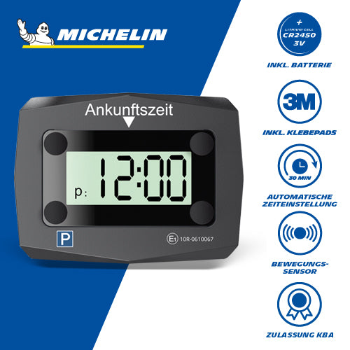 MICHELIN Elektronische Parkscheibe ca. 9,5 x 7,4 x 2,4cm inkl. CR2450 Batterie & inkl. Montagematerial