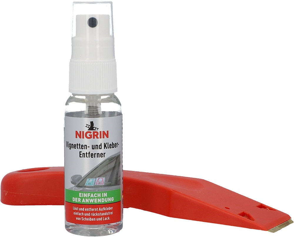 Nigrin Bundle Vignetten- & Kleber-Entferner 30ml mit Sprühkopf inkl. Schaber 2tlg.