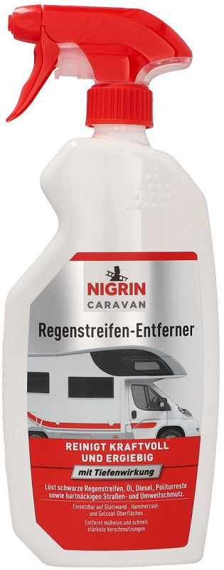 Nigrin Caravan Regenstreifen-Entferner in 750ml Sprühflasche reinigt kraftvoll und ergiebig mit Tiefenwirkung