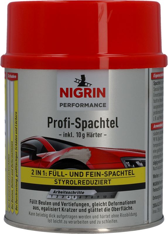 Nigrin Performance Profi-Spachtel 500g 2tlg. (inkl. 10g Härter) 2in1 Füll- & Fei