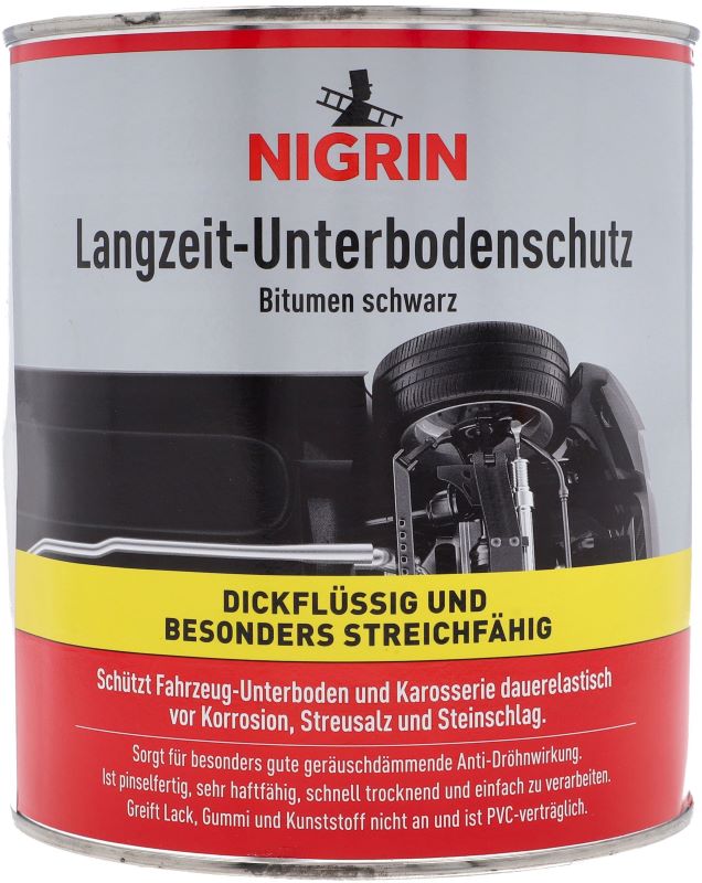 Nigrin Langzeit-Unterbodenschutz 2500g, dichflüssig & besonders Streichfähig, schützt Fahrzeug-Unterboden & Karrosserie dauerelastisch vor Korrosion, Streusalz & Steinschlag