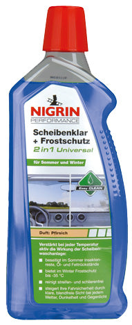 Nigrin Performance Scheibenklar+Frostschutz 2in1 bis -35° Universal Sommer&Winter Pfirsich Duft Konzentrat 1:4 1l flasche