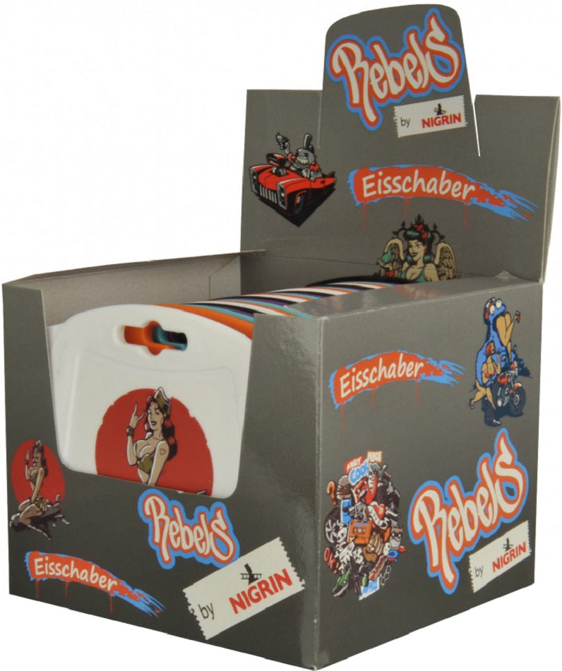 Rebels by NIGRIN Eisschaber Trapez mit versch. Motiven 5/s in 25er T-Dsp.