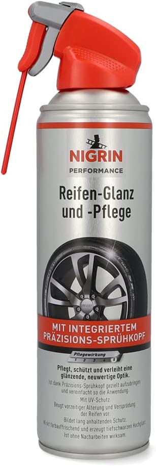 Nigrin Performance Reifen-Glanz & Pflege 500ml Spraydose mit integriertem Präzisions-Sprühkopf
