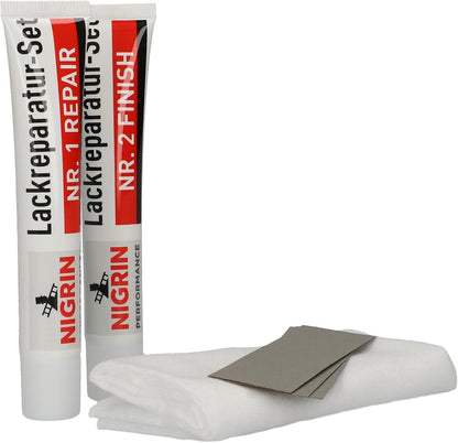 Nigrin Performance Lack-Reparatur-Set 6tlg. (1x Repair-Politur, 1x Finish-Politur, 4x Profi-Schleifpapier)