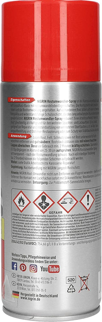 Nigrin Rostumwandler-Spray auf Epoxidharz-Basis in 400ml Spraydose