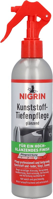 Nigrin Kunststoff-Tiefenpflege glänzend 300ml pflegt Kunststoff & -leder, Vinyl, Gummi