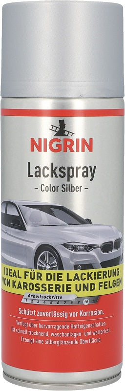 Nigrin Lack-Spray Silber 400ml für Karosserie und Felgen