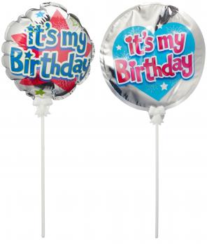 Folienballon "It´s my Birthday" 2/s, ca. 35cm mit  Ballonstab